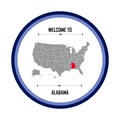 Alabama, Name of city in united states of America, Alabama in circle shape