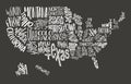 USA MAP. United States of America with text state names. Royalty Free Stock Photo