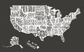 USA MAP. United States of America with text state names. Royalty Free Stock Photo