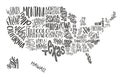 USA MAP. United States of America with text state names. Royalty Free Stock Photo