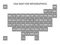 USA map. Vector illustration. Simplified square style for states. U.S. state and territory abbreviations