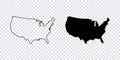 USA map vector isolated illustration on transparent background with shadow. Flat trendy design. North america. Usa map vector Royalty Free Stock Photo