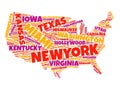 USA Map word cloud collage Royalty Free Stock Photo