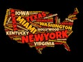 USA Map word cloud collage Royalty Free Stock Photo