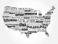 USA Map word cloud collage Royalty Free Stock Photo