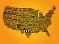 USA Map word cloud Royalty Free Stock Photo