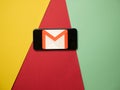 USA - May, 2020 Gmail Iphone Application Screen on colored paper background