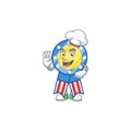 USA medal cartoon character in a chef dress and white hat