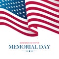 USA Memorial Day card with waving United States national flag.