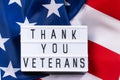 USA Memorial Day concept. American flag and inscription Thank you veterans on white background Royalty Free Stock Photo