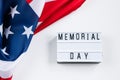 USA Memorial Day concept. American flag and text on white background. Celebration of  national holiday Royalty Free Stock Photo