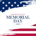 USA Memorial Day greeting card with brush stroke background in United States national flag colors. Royalty Free Stock Photo