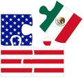 USA - Mexico : puzzle shapes with flags