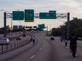 Irresponsible bikers ride recklessly on I95 interstate in florida, exit and green road