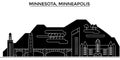 Usa, Minnesota, Minneapolis architecture vector city skyline, travel cityscape with landmarks, buildings, isolated