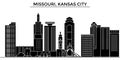 Usa, Missouri, Kansas City architecture vector city skyline, travel cityscape with landmarks, buildings, isolated sights Royalty Free Stock Photo