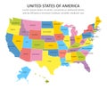 USA multicolored map with states. Vector illustration Royalty Free Stock Photo