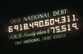 USA National Debt and National Debt Clock in New York City counts money owed by USA