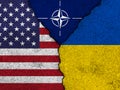USA and NATO support and help for Ukraine in Russian invasion and bloody crime against civilian people. Country flags