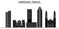 Usa, Nebraska, Omaha architecture vector city skyline, travel cityscape with landmarks, buildings, isolated sights on