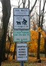 USA, New Jarsey - November 19, 2009: Signpost, Information signs at the entrance to Pete Sensi Park, NJ