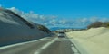 car rides the harms of sand dunes from gypsum to White Sands National Monument, New Mexico, USA