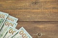 Usa New One Hundred Dollar Bills On The Wood Table Royalty Free Stock Photo