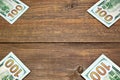 Usa New One Hundred Dollar Bills On The Wood Table Royalty Free Stock Photo