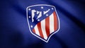 USA - NEW YORK, 12 August 2018: Atletico de Madrid flag waving. Waving flag with Atletico Madrid football team logo Royalty Free Stock Photo