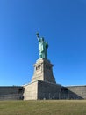 The Statue of Liberty over the Scene of New York river side Manhattan, New York City