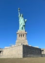 The Statue of Liberty over the Scene of New York river side Manhattan, New York City