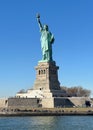 The Statue of Liberty over the Scene of New York river side Manhattan, New York City