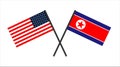 Usa and north corea cross flags