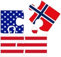 USA - Norway : puzzle shapes with flags