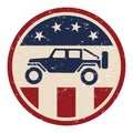 USA off road 4wd logo in red white and blue with stars and stripes isolated vector illustration Royalty Free Stock Photo