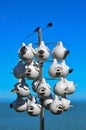 USA, Ohio - April 26, 2018: Nests for birds. Lorain Harbor, Ohio, USA