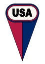USA Oval Map Pointer Location Flag