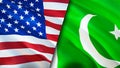 USA and Pakistan flags. 3D Waving flag design. USA Pakistan flag, picture, wallpaper. USA vs Pakistan image,3D rendering. USA Royalty Free Stock Photo