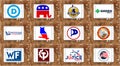 USA election parliamentary political party logos and icons