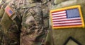 USA patch flag on US soldiers arm Royalty Free Stock Photo