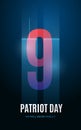 USA Patriot Day poster with Twin Towers silhouette and text. Royalty Free Stock Photo