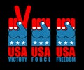 USA Patriot hand set. American force fist. US national symbol. U