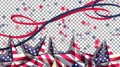 USA patriotic border. American symbolism. Holiday symbols. President Day transparent background. Stars or ribbons Royalty Free Stock Photo