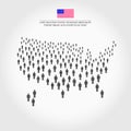USA People Map. Map of the United States Made Up of a Crowd of People Icons