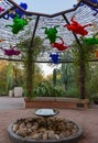 USA, PHENIX, ARIZONA- NOVEMBER 17, 2019: original installation with plastic frogs above the fountain at the entrance to the