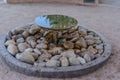 USA, PHENIX, ARIZONA- NOVEMBER 17, 2019: original small round fountain with fresh water at the entrance to the Phoenix Desert