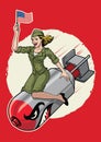 USA pin up girl ride a nuclear bomb Royalty Free Stock Photo