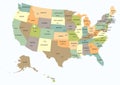 USA political map. Color vector map with state borders and capitals Royalty Free Stock Photo