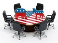 USA Political party symbols standing on American flag covered table Royalty Free Stock Photo