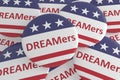 USA Politics News Badges: Pile of DREAMers Buttons With US Flag